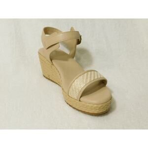 W628 Naturalizer Beige Fabric Stella 2 Ankle Straps Sandals Size 9.5 W